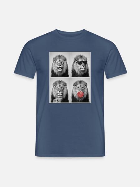 Löwen Löwe - Männer T-Shirt - Dunkles Denimblau