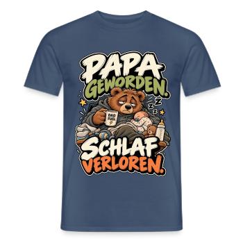 Papa geworden Schlaf verloren - Männer T-Shirt - Dunkles Denimblau - Vorne - AI Model Male 178 light (178cm)