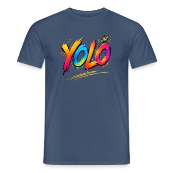 YOLO you only live once -  Farbenrausch Graffiti - Männer T-Shirt - Dunkles Denimblau - Vorne - AI Model Male 178 light (178cm)