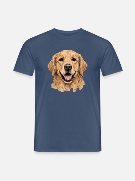 Goldener Retriever Porträt Illustration - Männer T-Shirt - Dunkles Denimblau