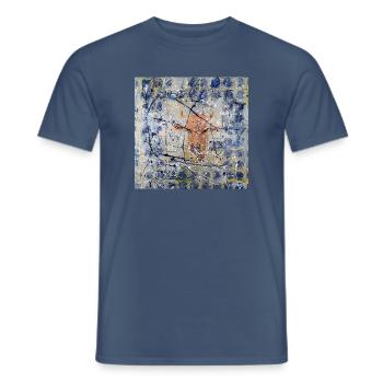 Orange Kuh im Splatter-Abstract - Männer T-Shirt - Dunkles Denimblau - Vorne - AI Model Male 178 light (178cm)