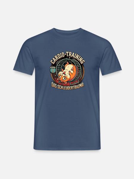Lustiger Cardio Hamster - Männer T-Shirt - Dunkles Denimblau