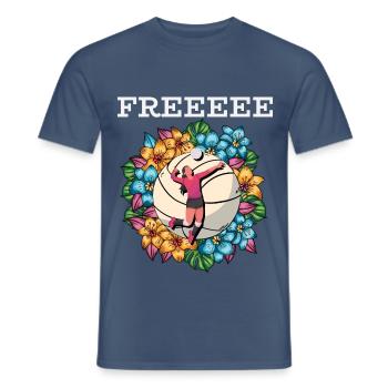 Freeeee – Volleyball mit Blumen Spielerin - Männer T-Shirt - Dunkles Denimblau - Vorne - AI Model Male 178 light (178cm)