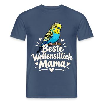 Beste Wellensittich Mama Vogelliebhaberin - Männer T-Shirt - Dunkles Denimblau - Vorne - AI Model Male 178 light (178cm)