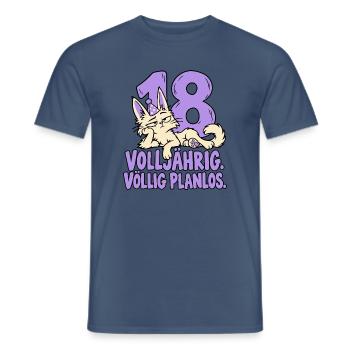 18 Geburtstag Volljährig Völlig Planlos Katze - Männer T-Shirt - Dunkles Denimblau - Vorne - AI Model Male 178 light (178cm)