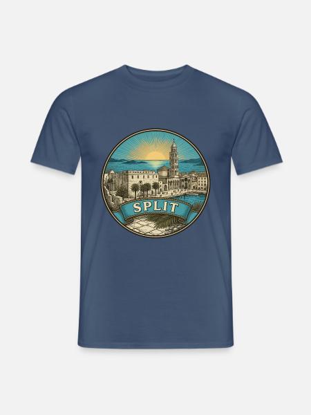 Split Kroatien Reiseabzeichen Diokletians Andenken - Männer T-Shirt - Dunkles Denimblau