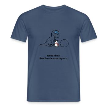 Kleiner T-Rex baut einen Weihnachtsschneemann - Männer T-Shirt - Dunkles Denimblau - Vorne - AI Model Male 178 light (178cm)