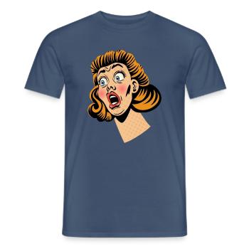 Frau im Schockzustand - Männer T-Shirt - Dunkles Denimblau - Vorne - AI Model Male 178 light (178cm)