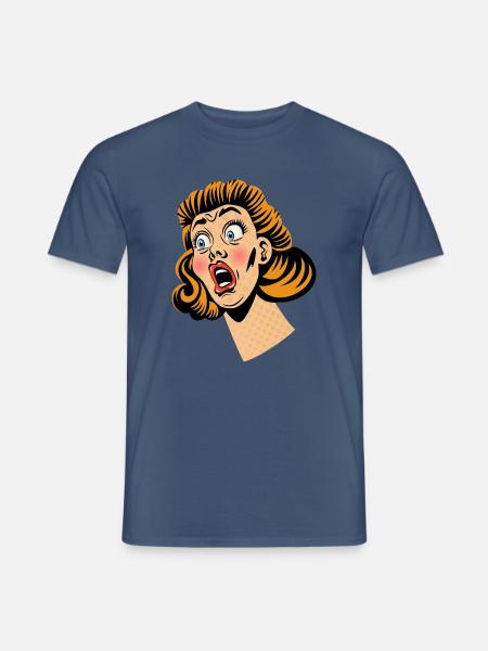 Frau im Schockzustand - Männer T-Shirt - Dunkles Denimblau