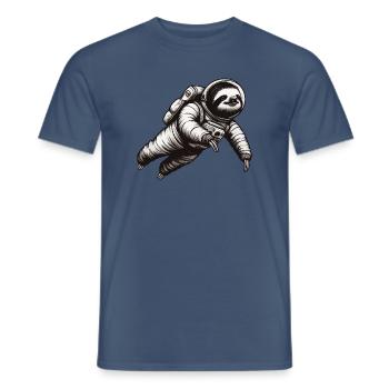 Faultier als Astronaut – Schwarz-Weiß - Männer T-Shirt - Dunkles Denimblau - Vorne - AI Model Male 178 light (178cm)