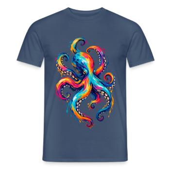 Prismatischer Oktopus - Männer T-Shirt - Dunkles Denimblau - Vorne - AI Model Male 178 light (178cm)