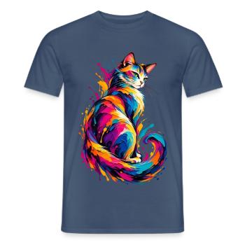 Chromatische Katze - Männer T-Shirt - Dunkles Denimblau - Vorne - AI Model Male 178 light (178cm)