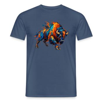 Chromatischer aufladender Bison - Männer T-Shirt - Dunkles Denimblau - Vorne - AI Model Male 178 light (178cm)