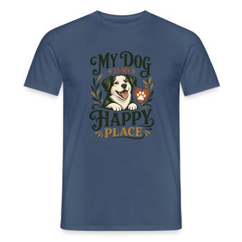 Mein Hund ist mein Glücksort – Design für Hundeliebhaber - Männer T-Shirt - Dunkles Denimblau - Vorne - AI Model Male 178 light (178cm)