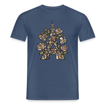 Eiffel im Mosaik mit Rosen - Männer T-Shirt - Dunkles Denimblau - Vorne - AI Model Male 178 light (178cm)
