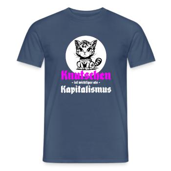 Knutschen ist wichtiger als Kapitalismus - Männer T-Shirt - Dunkles Denimblau - Vorne - AI Model Male 178 light (178cm)