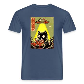 Leseabend unter UFO Lichtkatze - Männer T-Shirt - Dunkles Denimblau - Vorne - AI Model Male 178 light (178cm)