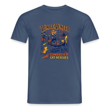Venice Veneto Gondolier Cat Rescues Acqua Alta - Männer T-Shirt - Dunkles Denimblau - Vorne - AI Model Male 178 light (178cm)