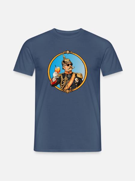 Kaiser Wilhelm mit Sonnenbrille und Cocktail - Männer T-Shirt - Dunkles Denimblau