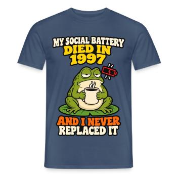 Soziale Batterie starb 1997 Lustiger introvertierter Frosch - Männer T-Shirt - Dunkles Denimblau - Vorne - AI Model Male 178 light (178cm)