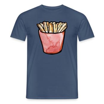 Aquarellpommes frites in Pink Cup - Männer T-Shirt - Dunkles Denimblau - Vorne - AI Model Male 178 light (178cm)