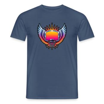 Basketball Korb Flügel Retro 80s Vintage T-Shirt - Männer T-Shirt - Dunkles Denimblau - Vorne - AI Model Male 178 light (178cm)