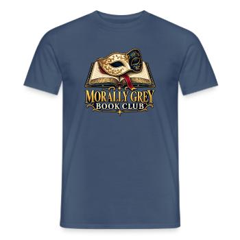 Morally Grey Book Club – Buch und Maske - Männer T-Shirt - Dunkles Denimblau - Vorne - AI Model Male 178 light (178cm)