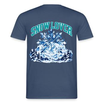 Snow Lover – Schneeflocke Winter Berge Aquarell - Männer T-Shirt - Dunkles Denimblau - Hinten - AI Model Male 178 light (178cm)