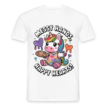 Messy Hands, Happy Hearts! - Men's T-Shirt - white - Front - AI Model Male 178 dark (178cm)