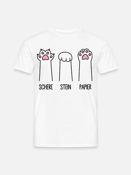 Schere Stein Papier Katze Pfote Spiel Katzenpfoten - Männer T-Shirt - Weiß