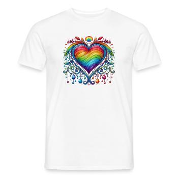 Coeur arc-en-ciel - T-shirt homme - blanc - Devant - AI Model Male 178 dark (178cm)
