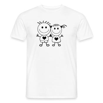 Junge und Mädchen - Strichmännchen-Paar - Männer T-Shirt - Weiß - Vorne - AI Model Male 178 dark (178cm)
