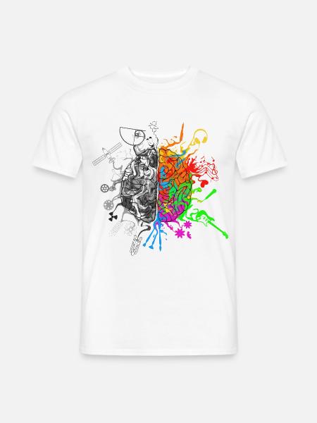 Gehirnhälften - Logik und Kreativität - Männer T-Shirt - Weiß