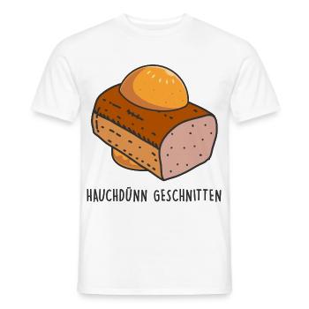 Leberkäse Semmel - Brot - Hauchdünn geschnitten - Männer T-Shirt - Weiß - Vorne - AI Model Male 178 dark (178cm)