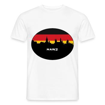 Mainz Deutschland Flagge Skyline Silhouette Reisen - Männer T-Shirt - Weiß - Vorne - AI Model Male 178 dark (178cm)
