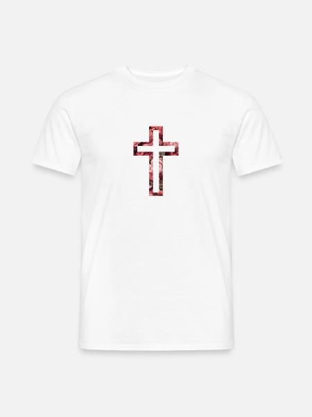 Blumen Kreuz - Männer T-Shirt - Weiß