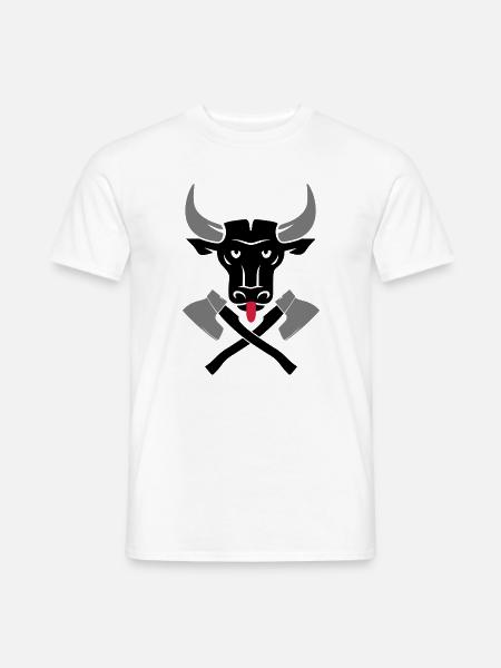 Stierkopf Bullenkopf Logo - Männer T-Shirt - Weiß