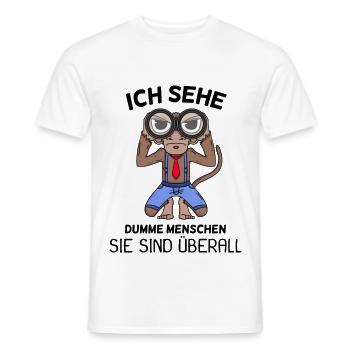 Ich sehe dumme Menschen Spruch lustig Affe - Männer T-Shirt - Weiß - Vorne - AI Model Male 178 dark (178cm)