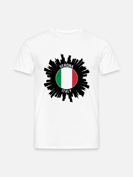 Verona Skyline Italien Flagge Reise-Souvenir - Männer T-Shirt - Weiß