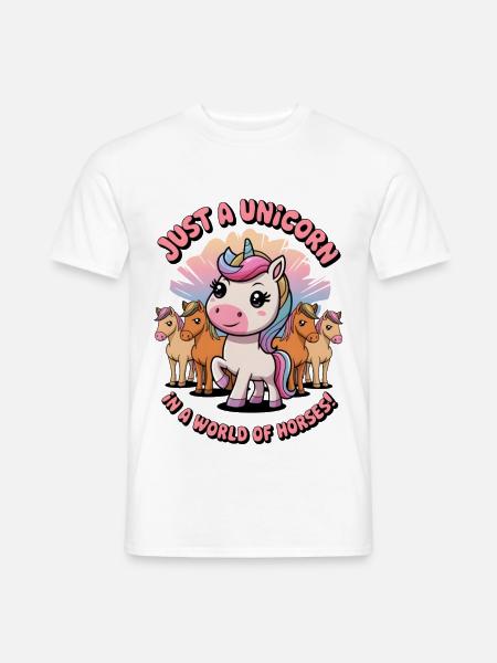 Nur ein Einhorn in einer Welt der Pferde! - Männer T-Shirt - Weiß