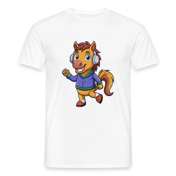 Pferd Lustige Zeichentrickfigur Kopfhörer Musik - Männer T-Shirt - Weiß - Vorne - AI Model Male 178 dark (178cm)