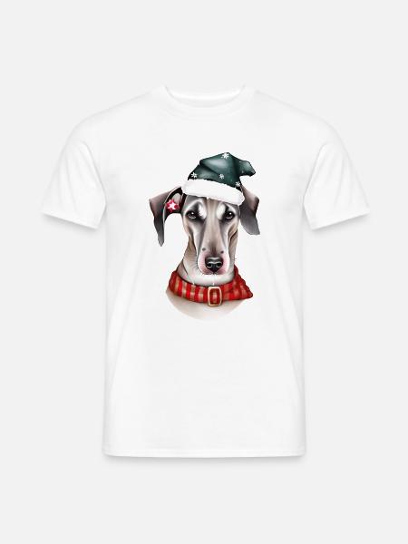 Ein Whippet-Hund im Weihnachtsmannkostüm - Männer T-Shirt - Weiß