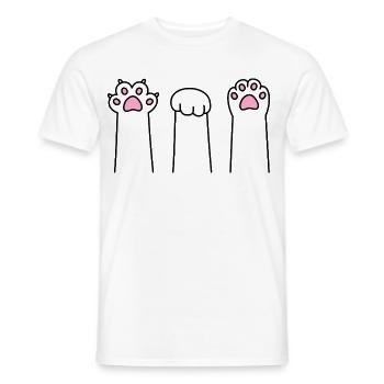 Schere Stein Papier Katze Pfote Spiel Katzenpfoten - Männer T-Shirt - Weiß - Vorne - AI Model Male 178 dark (178cm)
