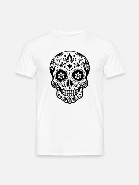 Calavera Sugar Skull, schwarz weiß - Männer T-Shirt - Weiß