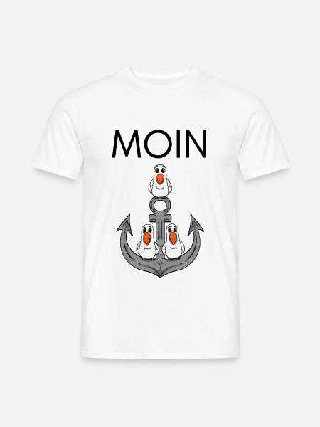 Anker Möwe Seemöwe Moin Nordsee - Männer T-Shirt - Weiß
