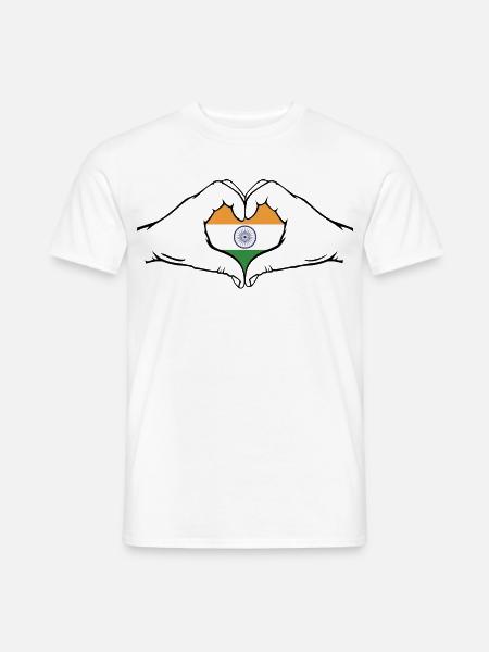 Indien Flagge Herzform - Männer T-Shirt - Weiß