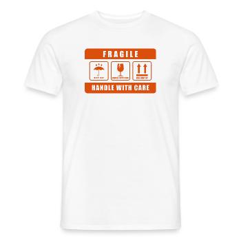 Fragile Handle With Care Shipping Label Sign - Men's T-Shirt - white - Front - AI Model Male 178 dark (178cm)