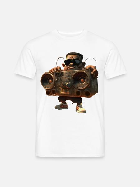 Hip-Hop mit Ghettoblaster - Männer T-Shirt - Weiß