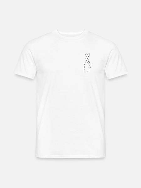 Koreanisches Fingerherz – Minimalistisches Love Sy - Männer T-Shirt - Weiß