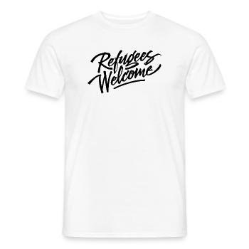 refugees welcome black - Men's T-Shirt - white - Front - AI Model Male 178 dark (178cm)
